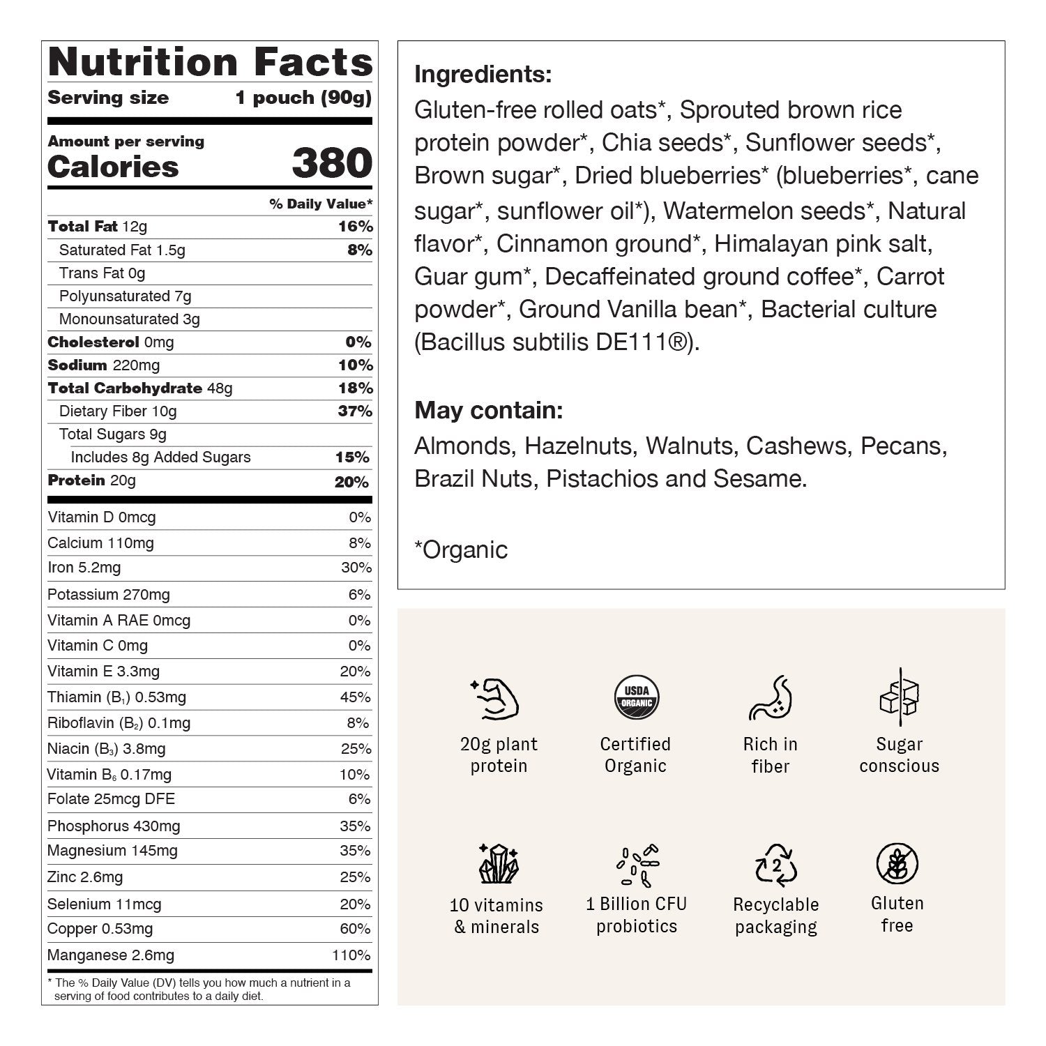 Calories : 360
Total Fat : 12 g
Cholesterol : 0 mg
Sodium : 220 mg
Carbohydrate : 48 g
Protein : 20 g